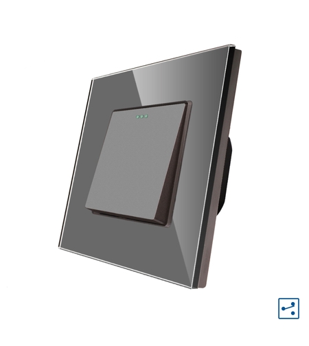 Intrerupator Simplu Cap Scara Mecanic LUXION cu Rama din Sticla, gri