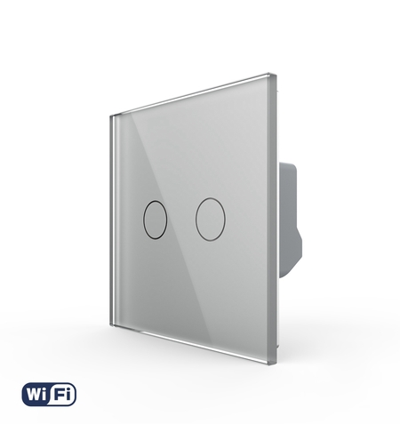 Intrerupator Dublu Wi-Fi cu Touch LIVOLO din Sticla - Serie Noua, gri