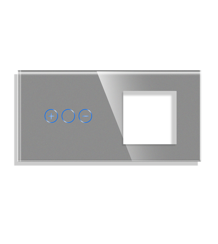 Panou Intrerupator Variator cu Touch si Priza Simpla Din Sticla LUXION, gri