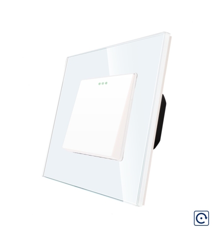 Intrerupator Simplu Mecanic cu Reset / Revenire LUXION cu Rama din Sticla, alb