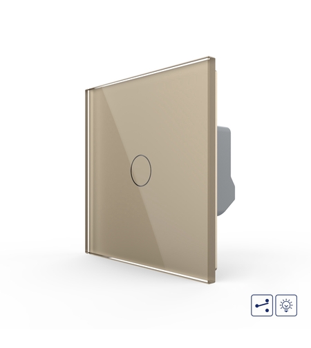 Intrerupator Simplu Cap Scara / Cruce cu Variator si Touch LIVOLO - Serie Noua, auriu