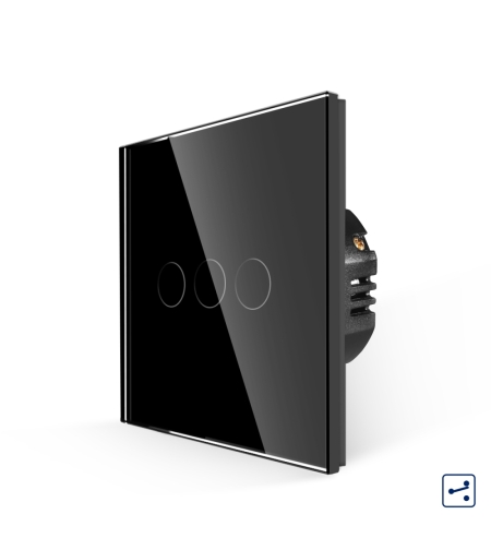 Intrerupator Triplu Cap Scara cu Touch din Sticla LUXION, Serie A, negru