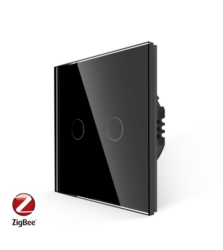 Intrerupator Dublu cu Touch din Sticla LUXION, protocol ZigBee, negru