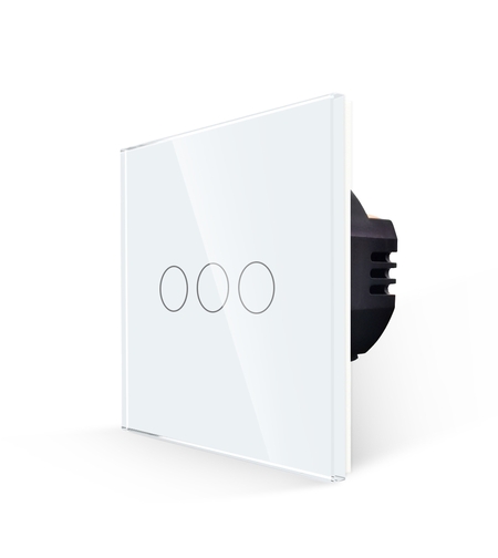 Intrerupator Triplu cu Touch din Sticla LUXION, alb