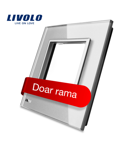 Rama priza simpla Livolo din sticla, gri