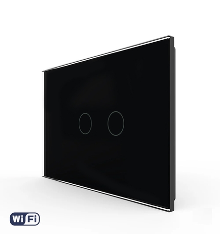 Intrerupator Dublu Wi-Fi cu Touch LIVOLO din Sticla – Standard Italian, negru