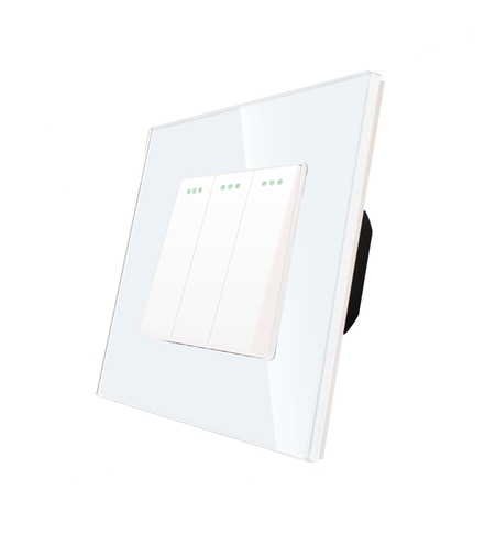 Intrerupator Triplu Mecanic LUXION cu Rama din Sticla, alb