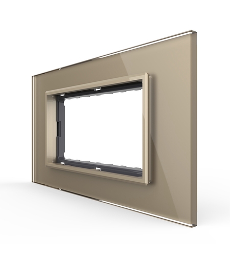 Rama din sticla Livolo standard Italian 4 module - Serie noua, auriu