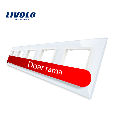 Rama cvintuplu din sticla Livolo, alb