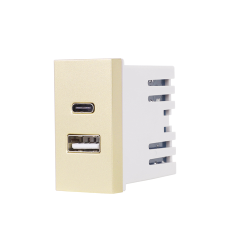 Modul Priza USB A+C 1M LUXION, Standard Italian, auriu