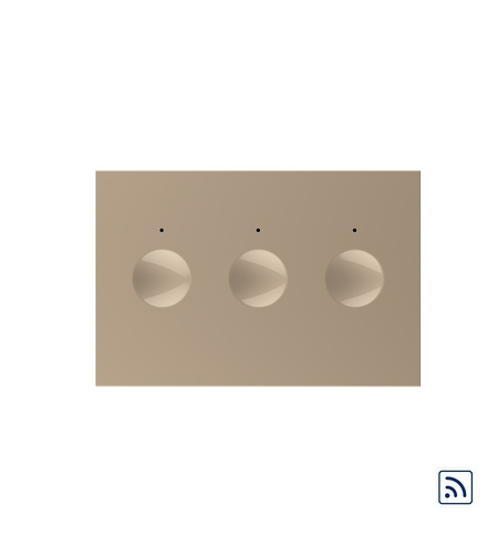 Modul intrerupator triplu wireless cu touch Livolo standard Italian, Serie noua, auriu
