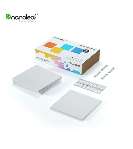 Pachet 4 Panouri luminoase inteligente Nanoleaf Canvas cu senzor muzica pentru extindere kit de baza Canvas, LED RGBW