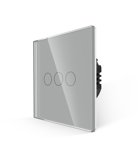 Intrerupator Triplu cu Touch din Sticla LUXION, 500W, gri