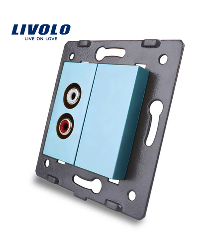 Priza audio Livolo, albastru