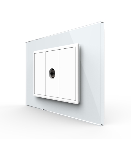 Priza Simpla TV Livolo cu Rama din Sticla - Serie Noua, alb