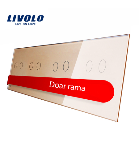 Panou intrerupator dublu+dublu+dublu+dublu cu touch Livolo din sticla, auriu