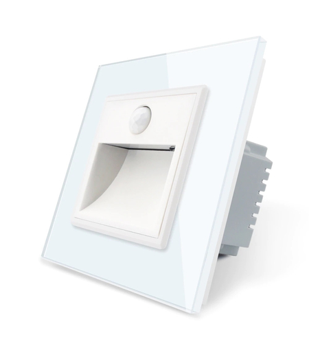 Lampa de veghe LED Livolo cu rama din sticla, Senzor miscare incorporat, alb