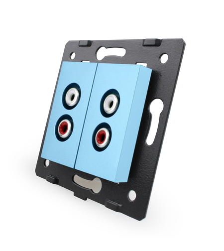 Priza dubla audio Livolo, albastru