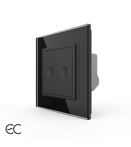 Intrerupatorul Dublu cu Touch LIVOLO cu Rama Din Sticla - Protocol Zigbee EC, negru