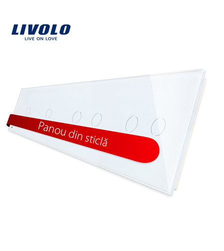 Panou intrerupator simplu+simplu+dublu+dublu cu touch LIVOLO din sticla, alb
