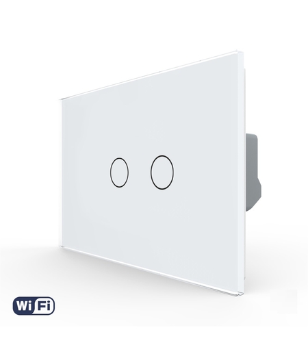 Intrerupator Dublu Wi-Fi cu Touch LIVOLO din Sticla – Standard Italian, alb