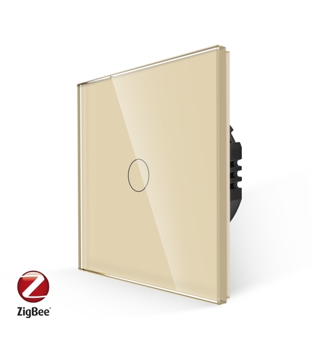 Intrerupator Simplu cu Touch din Sticla LUXION, protocol ZigBee, auriu