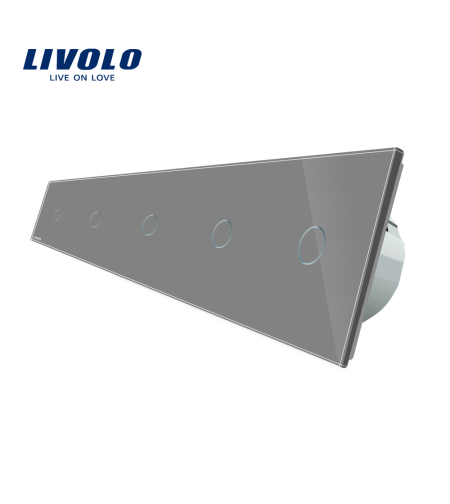 Intrerupator LIVOLO cu touch din sticla cu 5 intrerupatoare simple, gri