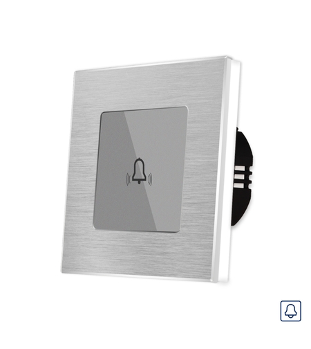 Buton Sonerie cu Touch, cu Revenire, din Sticla si Rama de Aluminiu LUXION, gri