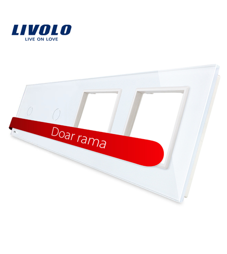Panou 2 intrerupatoare simple cu touch si 2 prize LIVOLO din sticla, alb
