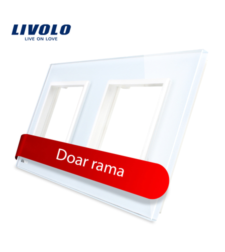Rama priza dubla Livolo din sticla, alb