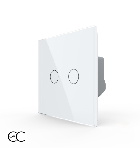Intrerupator Dublu cu Touch LIVOLO din Sticla - Protocol ZigBee EC, alb