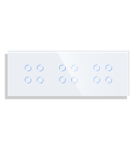 Panou 3 Intrerupatoare Cvadruple cu Touch din Sticla LUXION, alb