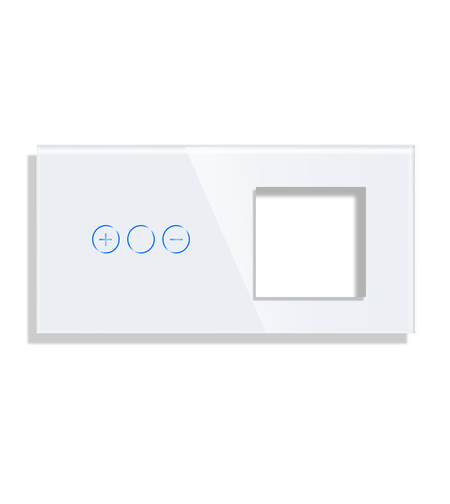 Panou Intrerupator Variator cu Touch si Priza Simpla Din Sticla LUXION, alb