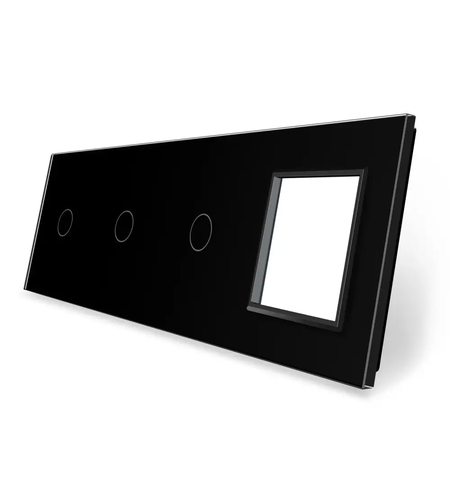 Panou 3 intrerupatoare simple si 1 priza LIVOLO din sticla, negru