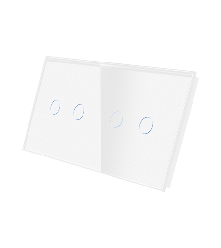 Panou Intrerupator Dublu + Dublu cu Touch Din Sticla LUXION, alb