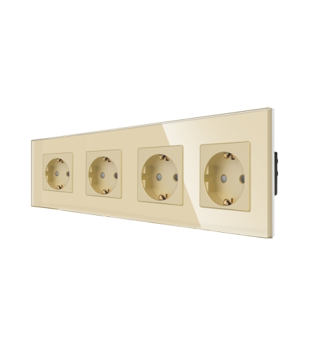Priza Cvadrupla LUXION cu rama din sticla, auriu