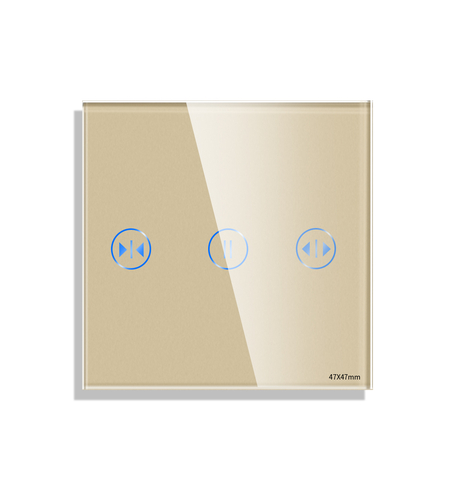 Panou Intrerupator Jaluzele cu Touch Mini din Sticla LUXION, auriu