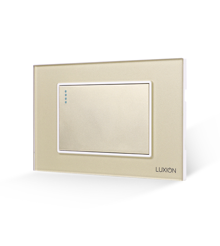 Intrerupator Simplu Mecanic LUXION cu Rama din Sticla, Standard Italian, 3M, auriu