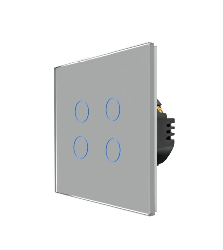 Intrerupator Cvadruplu cu Touch din Sticla LUXION, 500W, gri