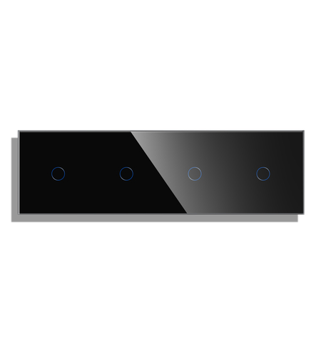 Panou 4 Intrerupatoare Simple cu Touch din Sticla LUXION, negru