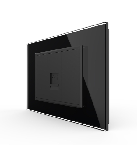 Priza Telefon LIVOLO cu Rama din Sticla, negru