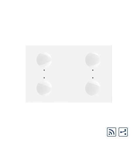 Modul intrerupator cvadruplu cap scara / cap cruce wireless cu touch Livolo standard Italian, Serie noua, alb