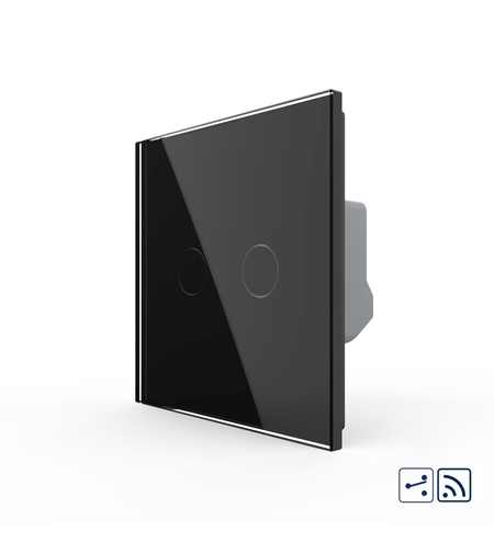 Intrerupator Dublu Cap Scara / Cruce Wireless cu Touch LIVOLO - Serie Noua, negru