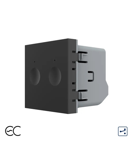 Modul Intrerupator Dublu Cap Scara / Cruce cu Touch LIVOLO - Protocol Zigbee EC, negru