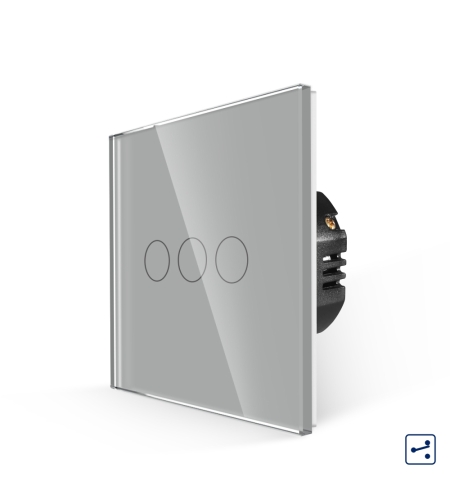 Intrerupator Triplu Cap Scara cu Touch din Sticla LUXION, Serie A, gri