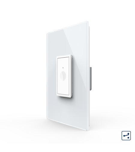 Intrerupator Simplu Cap Scara / Cruce cu Touch Livolo cu Rama Din Sticla 1M - Serie Noua, alb