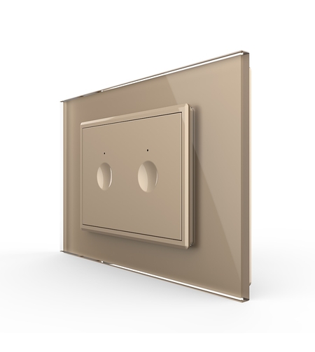 Intrerupator dublu cu touch Livolo cu rama din sticla, standard Italian - Serie noua, auriu