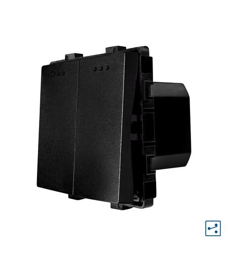 Modul Intrerupator Dublu Cap Scara Mecanic LUXION, negru