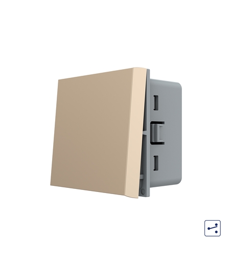 Modul Intrerupator Simplu Mecanic Cap Cruce, 2 Module - Serie Noua, auriu
