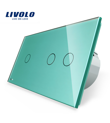 Intrerupator simplu + dublu cu touch Livolo din sticla, verde